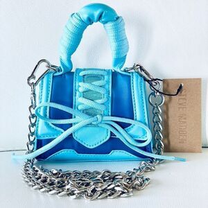 NWT Steve Gorgeous Madden BDORRA Blue Silver Chain Crossbody mini bag